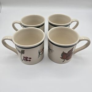 Hartstone Pottery Woodland Leaf Pine Cone & Berries 12oz Mugs Set of 4